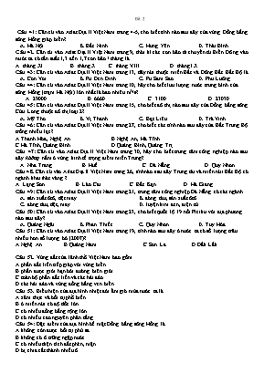 Đề kiểm tra 45 phút môn Địa lý Lớp 12 - Đề 2